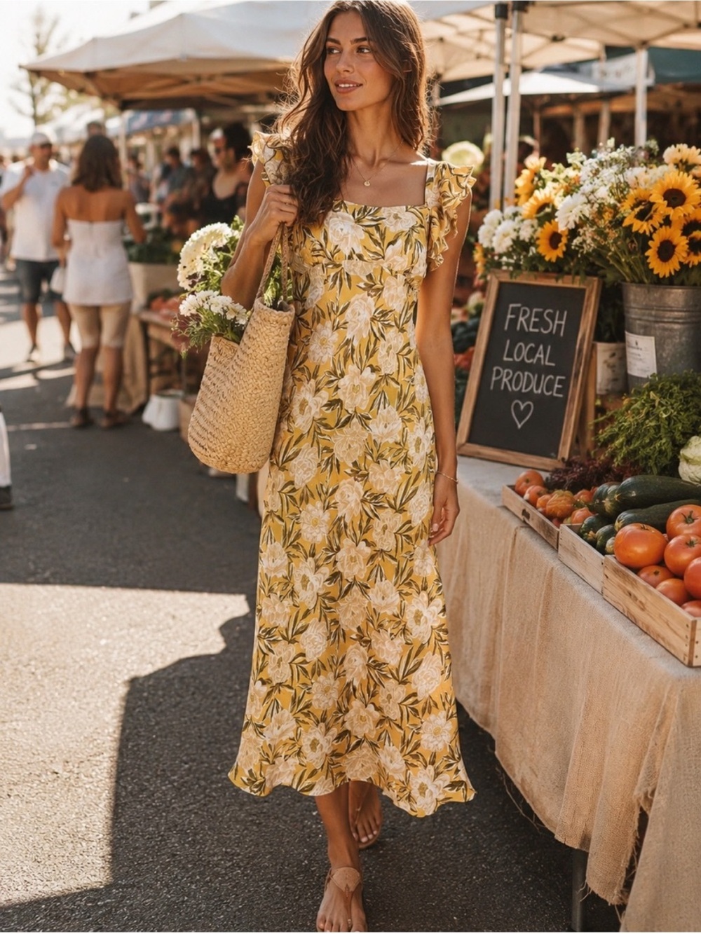 BOGO! NWT Madewell Angelina Midi Dress in Chamomile Tea Yellow Floral 4